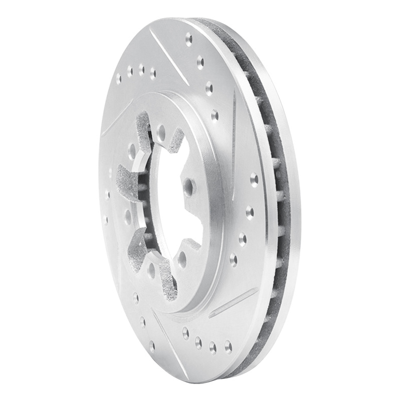 Nissan D21 Hardbody Pickup Brake Rotor (1) - Front Right - R1 Concepts - Drilled & Slotted - Silver - `85-`12